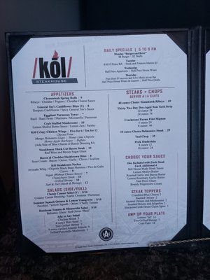 Menu photo 6 Kol Steakhouse Carbondale, PA