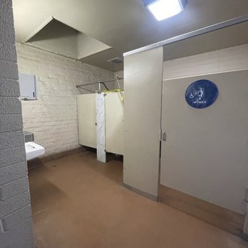 Frank G Bonelli Regional Park - Ladies bathroom at Sailboat Cove thankfully clean but unfortunately has graffiti scraped into paint - Parks Near Me - San Dimas, California