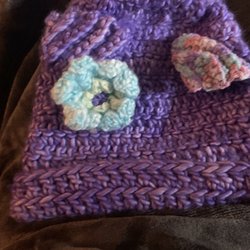 Needful Things - Hat that my daughter made me with the gorgeous, soft, purple yarn she got at Needful Things.