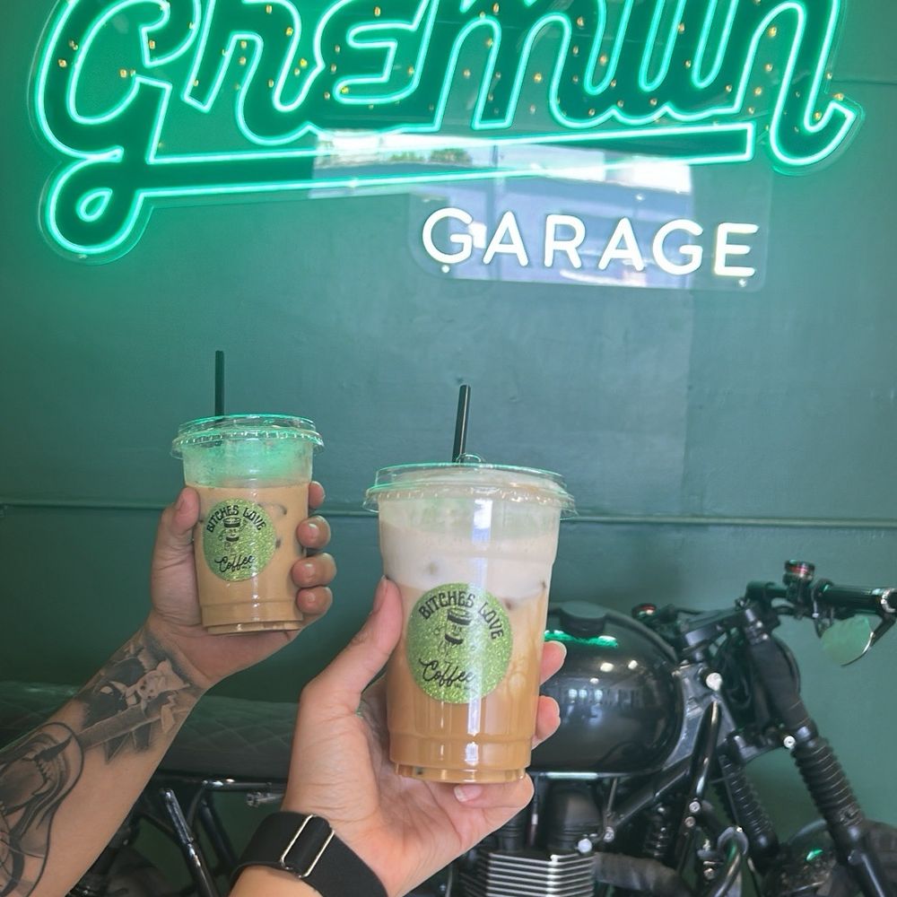 Gremlin Garage - Burnt honey latte and banana caramel latte - Coffee & Tea Near Me - Costa Mesa, California Gremlin Garage - Burnt honey latte and banana caramel latte - Coffee & Tea Near Me - Costa Mesa, California