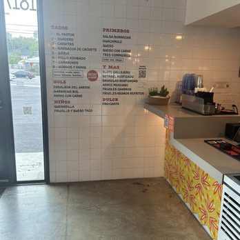 Masa y Más - Menu on inside of the store - Tacos Near Me - Austin, Texas