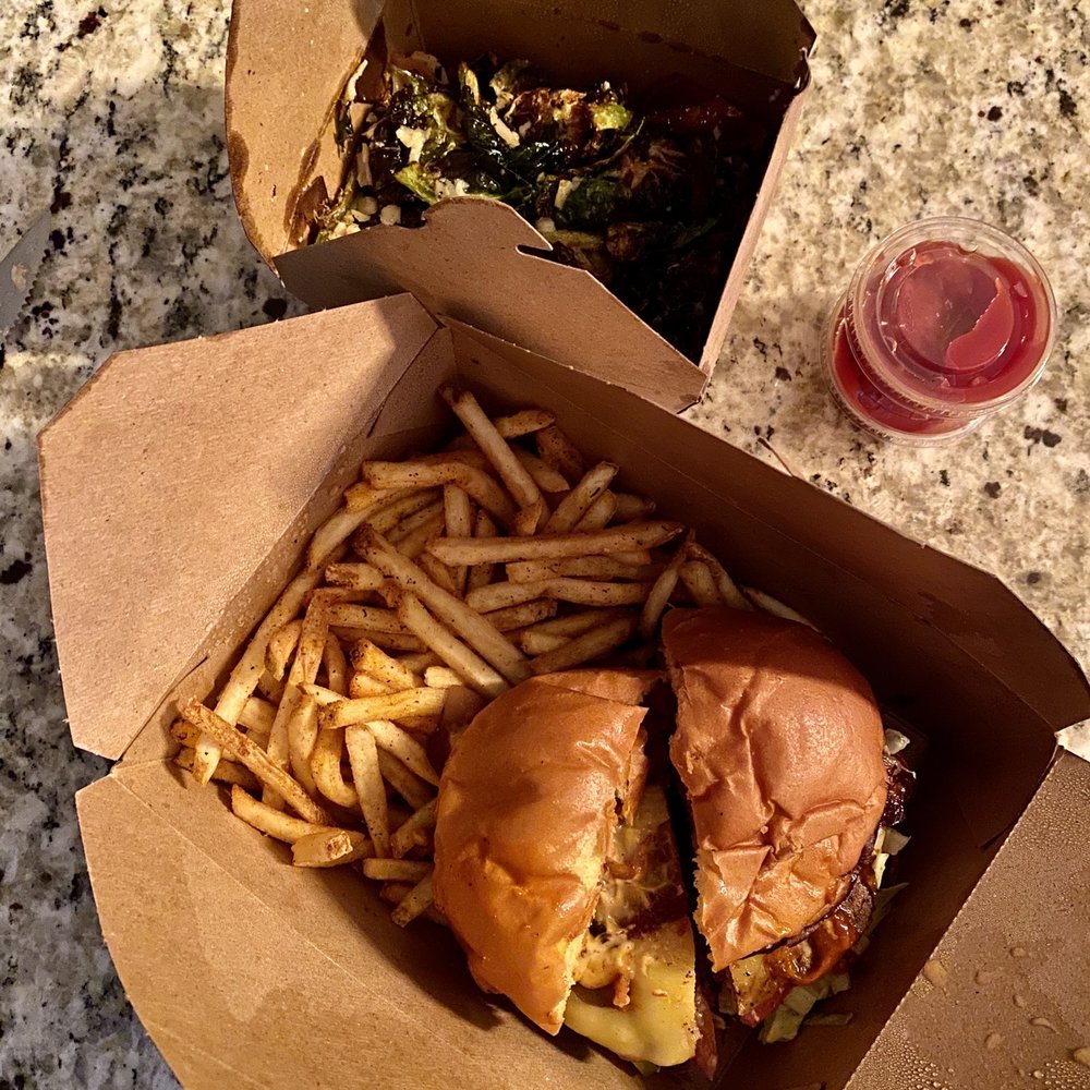 Cenote - Smoked burger and Brussel sprouts. - Coffee & Tea Near Me - Austin, Texas