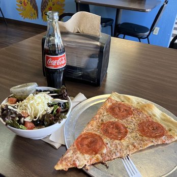 Richie B’s Pizza - slice of pepperoni and a salad - Pizza Near Me - Albuquerque, New Mexico