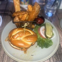 Portobello Sandwich on Pretzel Bun