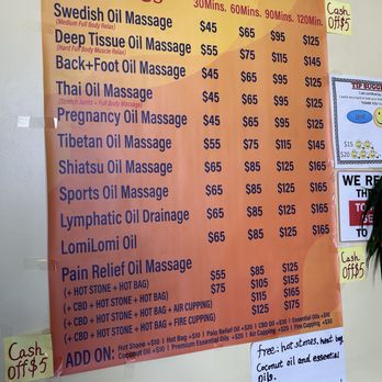 Rainbow Massage Spa - Menu 8/2025 - Massage Near Me - Pasadena, California