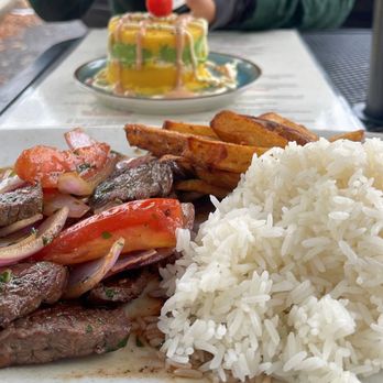 Kiko's Peruvian Kitchen - Lomo salteado and causa de pollo we also got chicha morada but not pictures but just as good! - Peruvian Near Me - Oaklyn, New Jersey
