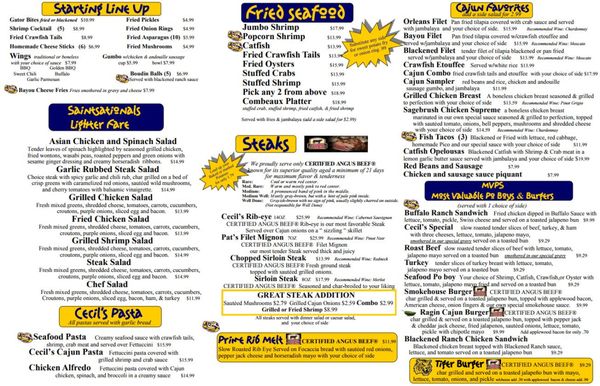 Menu photo 8 Cecil's Cajun Cafe De Ridder, LA Menu photo 8 Cecil's Cajun Cafe De Ridder, LA