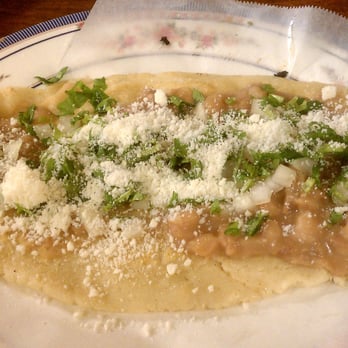 Mendoza's Taqueria - Huarache no carne: sandal-shaped thick tortilla with beans and queso - Mexican Near Me - San Jose, California Mendoza's Taqueria - Huarache no carne: sandal-shaped thick tortilla with beans and queso - Mexican Near Me - San Jose, California