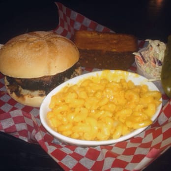 Pig Out BBQ - Beef brisket & cheese sandwich w/ Mac n cheese, coleslaw + cornbread - Barbeque Near Me - Toronto, Ontario Pig Out BBQ - Beef brisket & cheese sandwich w/ Mac n cheese, coleslaw + cornbread - Barbeque Near Me - Toronto, Ontario