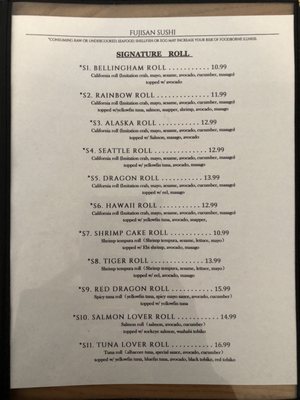 Menu photo 2 Fugaku Sushi Bellingham, WA