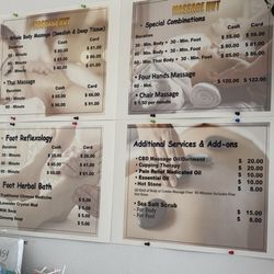 Massage Hut - Menu/prices 6.6.2026