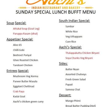 Aachi's Indian Restaurant & Bakery - Sunday Buffet Special!! - Indian Near Me - Alpharetta, Georgia