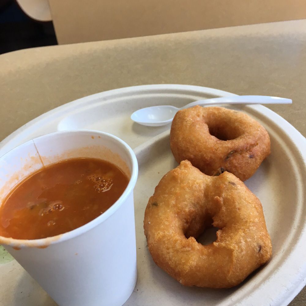 Dosa Hutt - Vada with samba and coconut chutney. Hot and fresh and delicious! - Indian Near Me - Flushing, New York