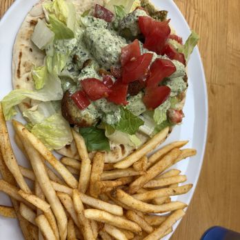 Royal Kebabs & Gyros - 24. Greek Pita with Fries (falafel) - Mediterranean Near Me - Campbell, California Royal Kebabs & Gyros - 24. Greek Pita with Fries (falafel) - Mediterranean Near Me - Campbell, California
