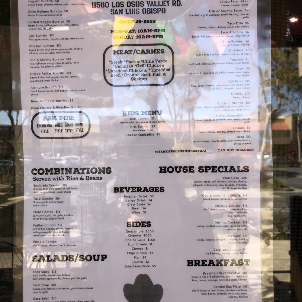Chicho's - Menu - Mexican Near Me - San Luis Obispo, California Chicho's - Menu - Mexican Near Me - San Luis Obispo, California