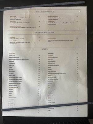 Menu photo 3 Blue River Lounge Breckenridge, CO