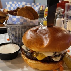 Tru Burger - Green Chili Burger: $12.95 & Zucchini Fries: $6.45 = $19.40 (pretty steep!)