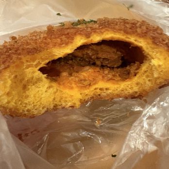 Tous Les Jours - kimchi croquette inside filling - Desserts Near Me - Brea, California