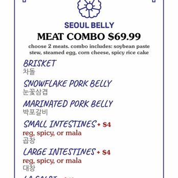 Seoul Belly - Menu 1 - Barbeque Near Me - Artesia, California