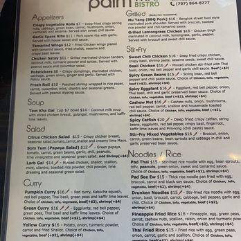 Palm Thai Bistro - Menu 2 - Thai Near Me - Fairfield, California