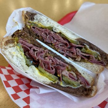 Benny's Subs - Pastrami with mustard and pickles on Marble Rye bread - Sandwiches Near Me - Murrieta, California