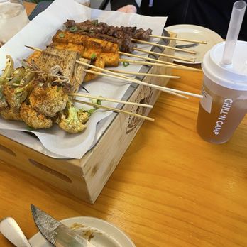 Chill’n Camp Tea & BBQ - 2 Fish Tofus, 1 Squid, 2 Jumbo Shrimp, 3 Lambs, 2 Cauliflowers, Enoki mushroom (2) - Steakhouses Near Me - Indianapolis, Indiana Chill’n Camp Tea & BBQ - 2 Fish Tofus, 1 Squid, 2 Jumbo Shrimp, 3 Lambs, 2 Cauliflowers, Enoki mushroom (2) - Steakhouses Near Me - Indianapolis, Indiana