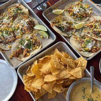 Industry - Chicken Tinga Tacos Green Chile Queso (Vg) Chip & Salsa (V) - New American Near Me - Austin, Texas Industry - Chicken Tinga Tacos Green Chile Queso (Vg) Chip & Salsa (V) - New American Near Me - Austin, Texas