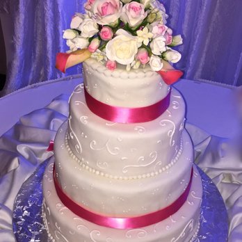 Cakes By Karin - 4 Tier fondant lace wedding cake - Pink and ivory - Bakeries Near Me - Hudson, Ohio