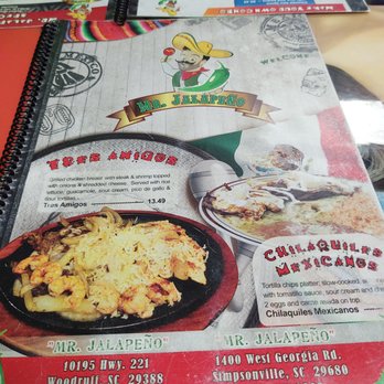 Mr. Jalapeno - Menu - Mexican Near Me - Simpsonville, South Carolina Mr. Jalapeno - Menu - Mexican Near Me - Simpsonville, South Carolina