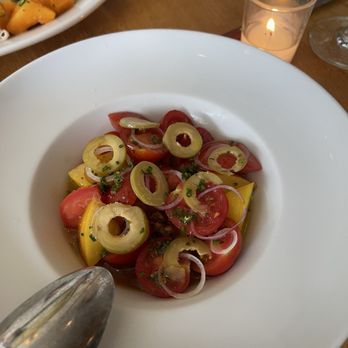 Marée - Tomatoes with spring onions and sherry vinegar - Modern European Near Me - Portland, Oregon
