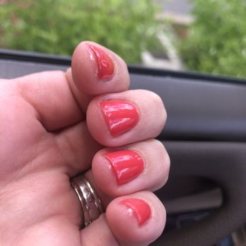 Nails Unlimited - Every nail he glued down my finger nail To the skin with top coat. - Nail Salons Near Me - Oregon City, Oregon