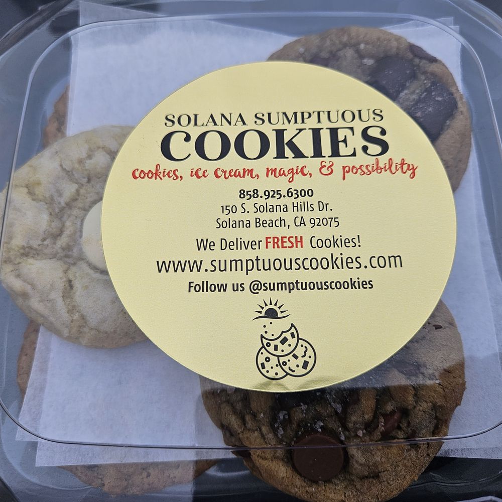 Solana Sumptuous Cookies - Nice packaging of seven cookies - Bakeries Near Me - Solana Beach, California Solana Sumptuous Cookies - Nice packaging of seven cookies - Bakeries Near Me - Solana Beach, California