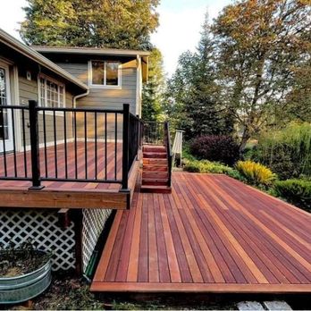 Evergreen Exteriors - 500 SQ FT of Batu Hardwood Decking with the ALX Decorators Aluminum Railing. - Roofing Near Me Evergreen Exteriors - 500 SQ FT of Batu Hardwood Decking with the ALX Decorators Aluminum Railing. - Roofing Near Me