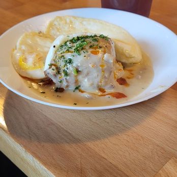 The Biscuit Joint - Half order of sausage biscuits and gravy and 2 over easy eggs. - Breakfast & Brunch Near Me - Saint Louis, Missouri The Biscuit Joint - Half order of sausage biscuits and gravy and 2 over easy eggs. - Breakfast & Brunch Near Me - Saint Louis, Missouri