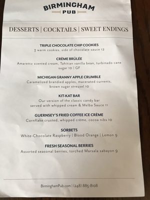 Menu photo 6 Birmingham Pub Birmingham, MI