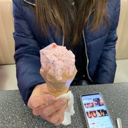 Braum's Ice Cream & Dairy Stores - She couldn't wait until after I took the picture!! LOL!!