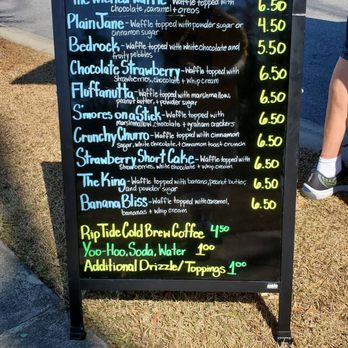 Wicked Waffles - a menu on a sidewalk - Food Trucks Near Me Wicked Waffles - a menu on a sidewalk - Food Trucks Near Me