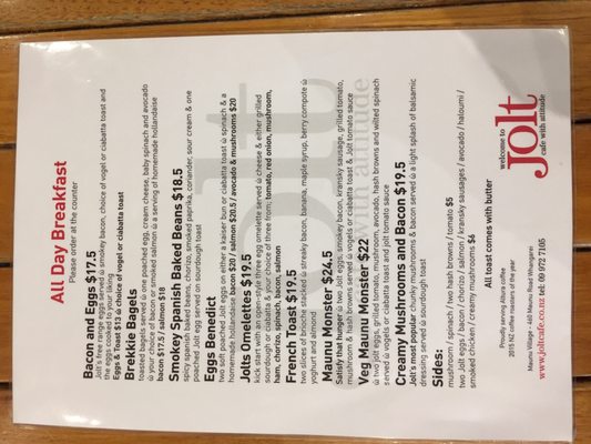 Menu photo 2 Jolt Whangarei, NTL
