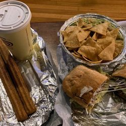 Tulcingo Cafe - Churros and Champurrado, Guacamole and Chips and Milanesa de Pollo Torta