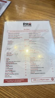 Menu photo 2 Pho San Jose San Jose, CA