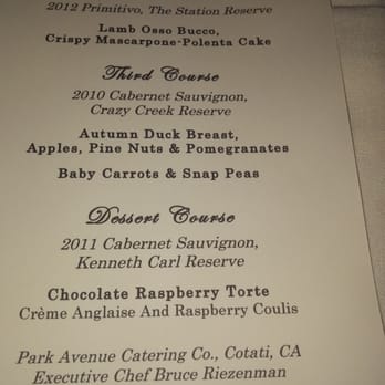 Delorimier Winery - Here is the menu with the wine pairing. - Wineries Near Me - Geyserville, California Delorimier Winery - Here is the menu with the wine pairing. - Wineries Near Me - Geyserville, California