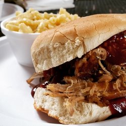 Firefly Chocolates - Pulled pork sandwich with mac n' cheese, $11