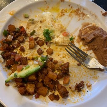 Tarahumaras Mexican Restaurant # 2 - The aftermath of the traditional breakfast plate. I filled 4 corn tortillas and still had this leftover. - Breakfast & Brunch Near Me - Kansas City, Kansas
