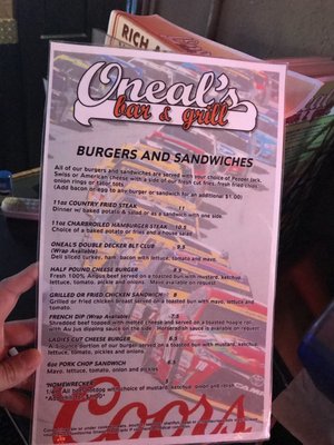 Menu photo 1 Oneal's Bar & Grill Clarksville, TN