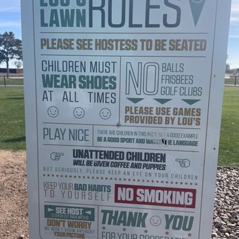 Lou's Bar & Grill - Got a kick out of the sign! This area reminds me of an off leash dog park for kids lol - American Near Me - Phoenix, Arizona Lou's Bar & Grill - Got a kick out of the sign! This area reminds me of an off leash dog park for kids lol - American Near Me - Phoenix, Arizona