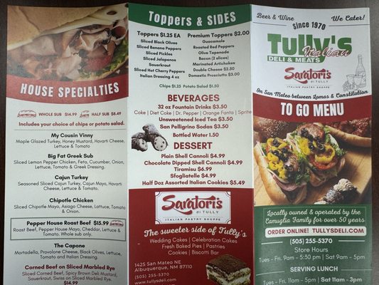 Menu photo 2 Tully's Italian Deli Albuquerque, NM Menu photo 2 Tully's Italian Deli Albuquerque, NM