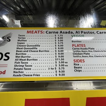 Eagles Tacos - Menu as of 11/3/2021 - Mexican Near Me - Los Angeles, California