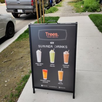Trees Organic Coffee - a sign on a sidewalk - Desserts Near Me - Vancouver, British Columbia Trees Organic Coffee - a sign on a sidewalk - Desserts Near Me - Vancouver, British Columbia