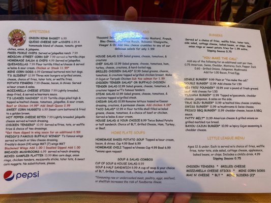 Menu photo 1 Freddy T's Bar & Grill Overland Park, KS