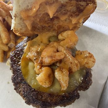 A’HA Crawfish Bistro - Fantastic Surf & Turf Burger!! - Burgers Near Me - Richland, Mississippi A’HA Crawfish Bistro - Fantastic Surf & Turf Burger!! - Burgers Near Me - Richland, Mississippi